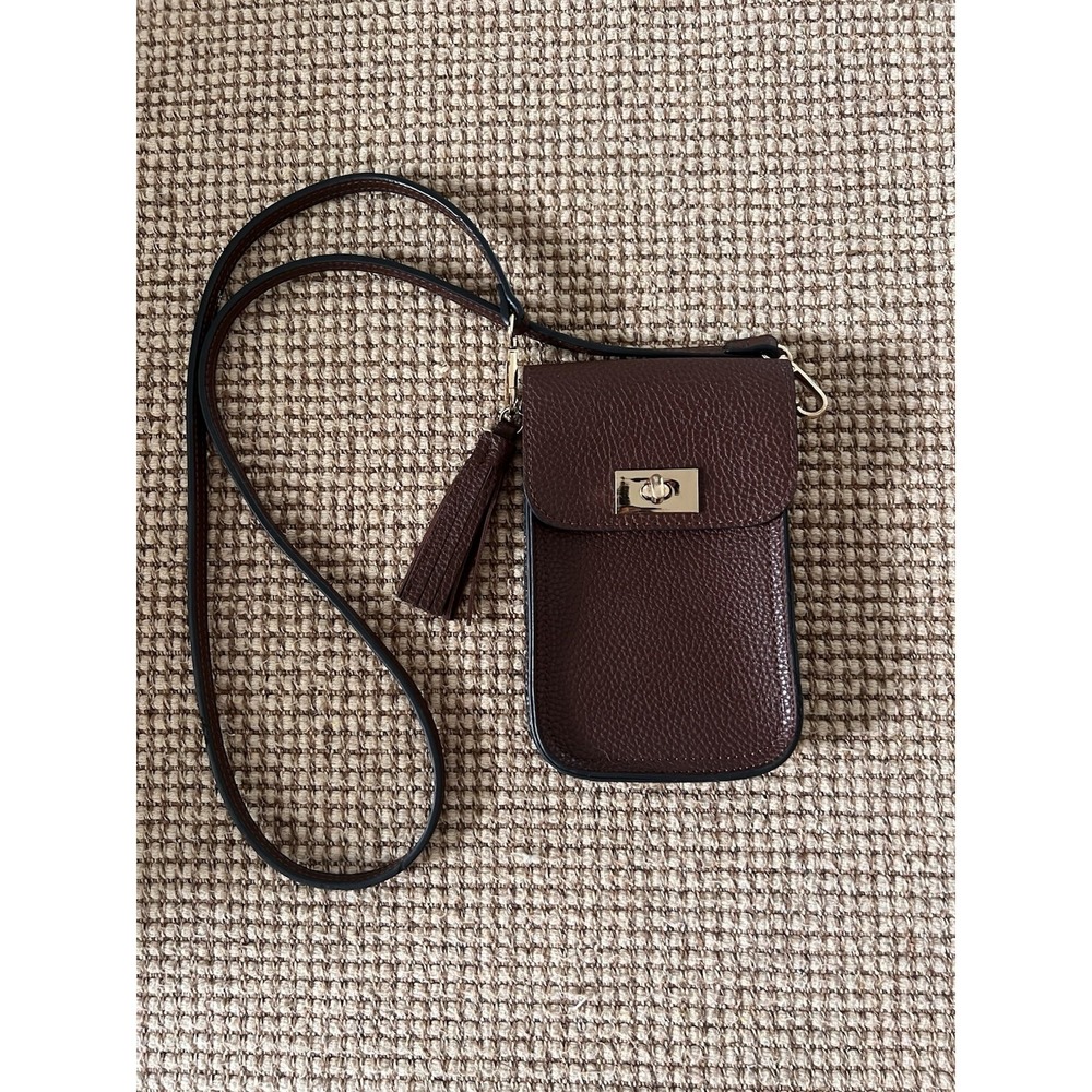 Brown Leather Women's ID/Document Holder Organizer with Tassel/Purse/Bag